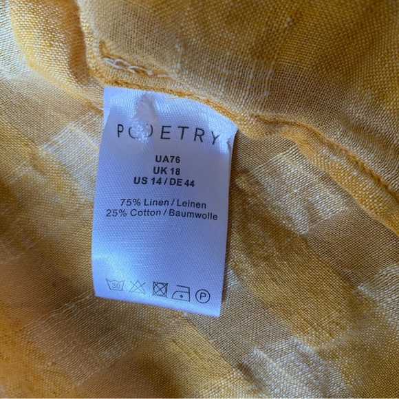 Poetry Golden Checkered Linen Blend Shirt - Picture 3 of 6